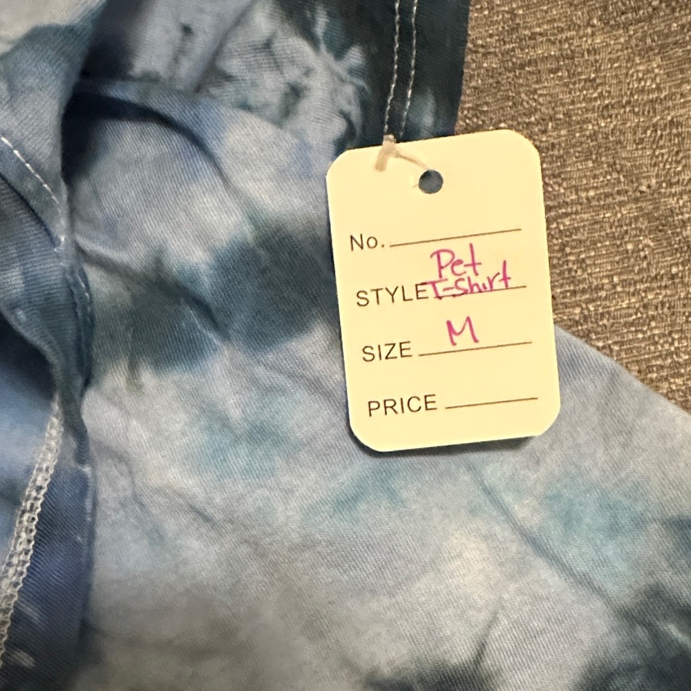 Blue Tie-Dye Pet Tee with Paw Prints Size Medium - Picture 3 of 9